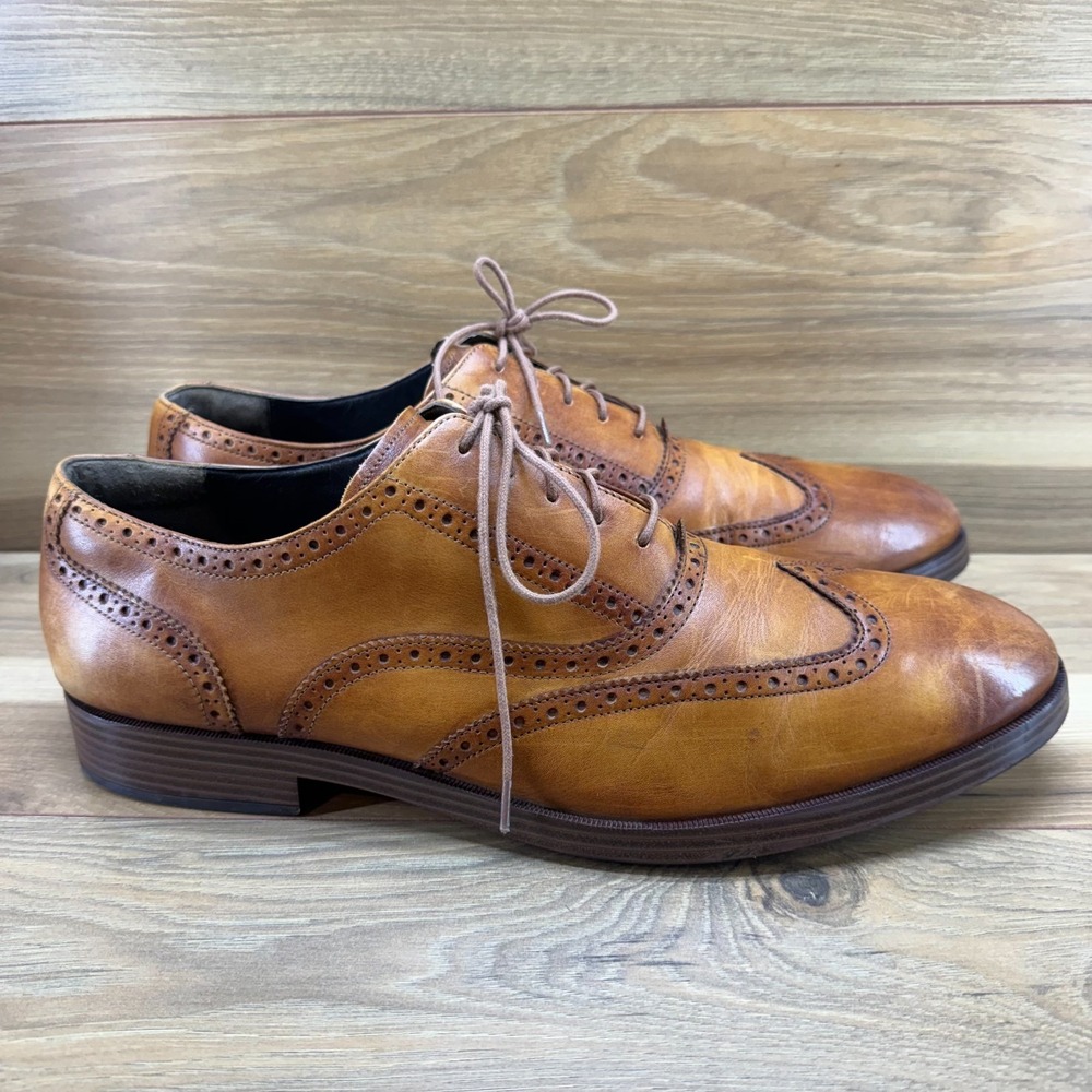 Cole Haan Grand Os Cambridge Oxford Mens 13 M Cognac Burnished Leather Casual